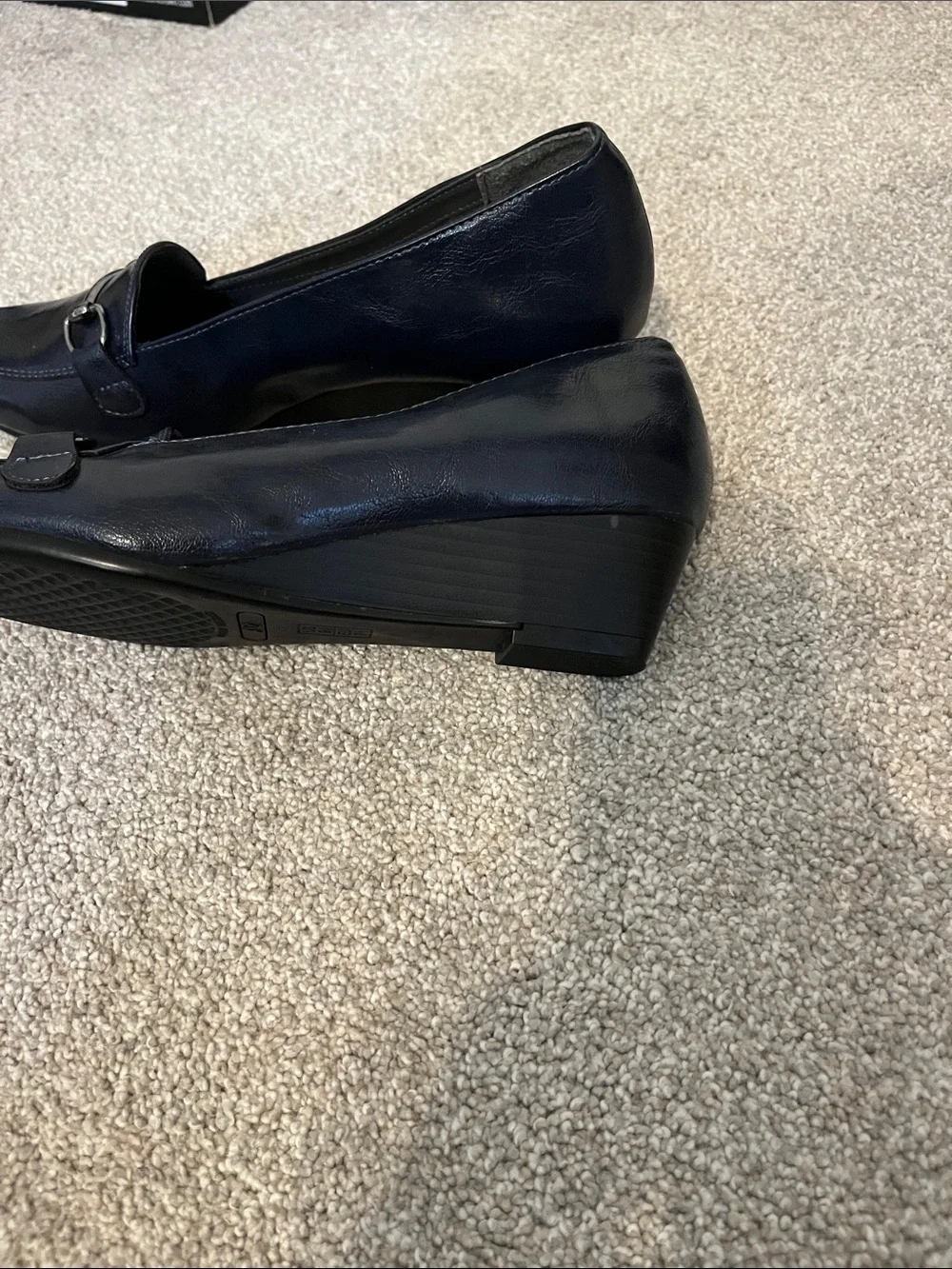 A2 Women's Navy Leather wedge  Loafers with Silver Hardware